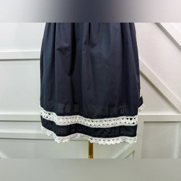 Kate Spade Broome Street Black Cotton Lace Trim Shirt Dress Size Small - Picture 6 of 10